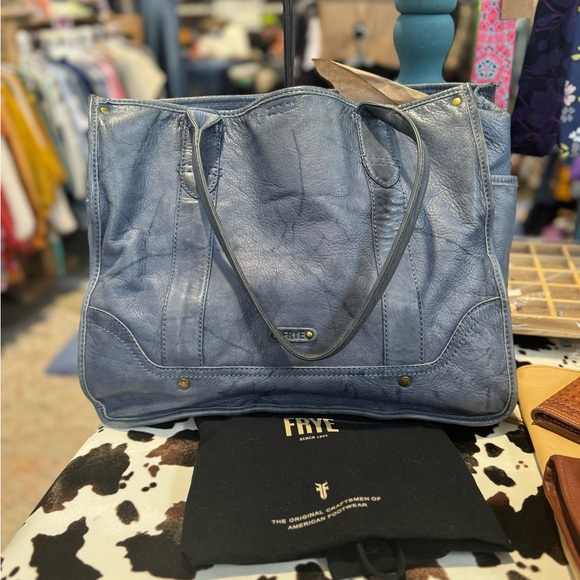 EUC Blue Leather Frye Melissa Tote - Picture 8 of 9